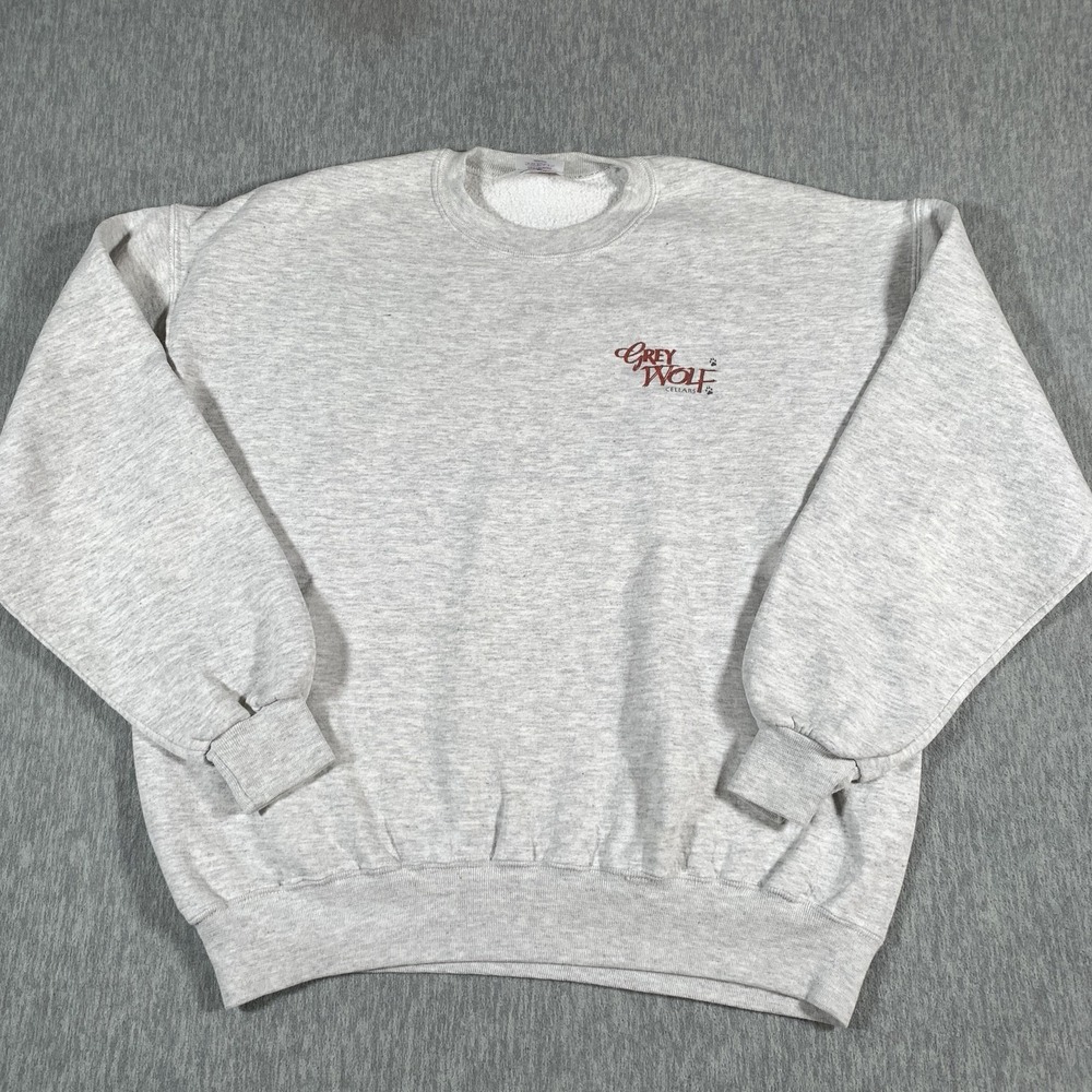 Vintage Grey Wolf Cellars Sweatshirt Mens XL Gray 1993 Paso Robles Wine 90s
